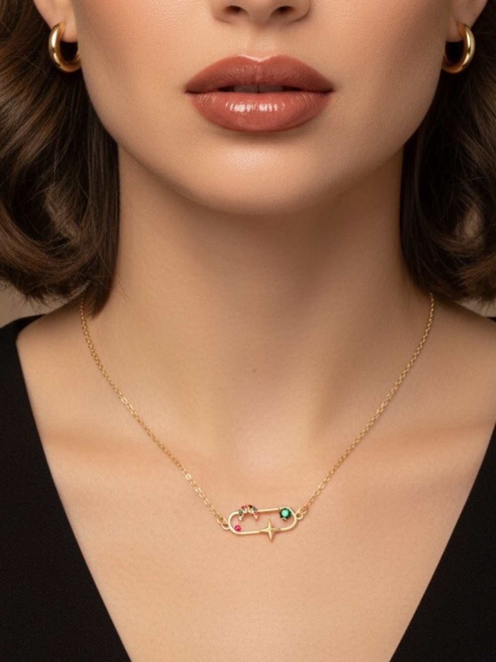 18k Gold Plated Galaxy Mulicoloured CZ Necklace. New. - Picture 4 of 12